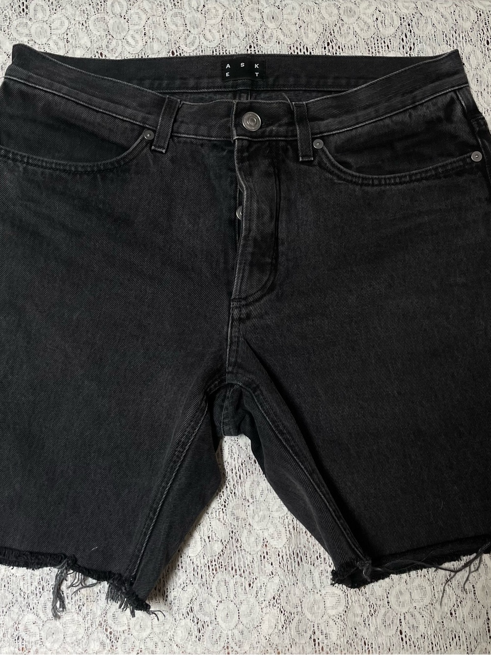 ASKET Black Denim Cutoff Shorts black size 30
